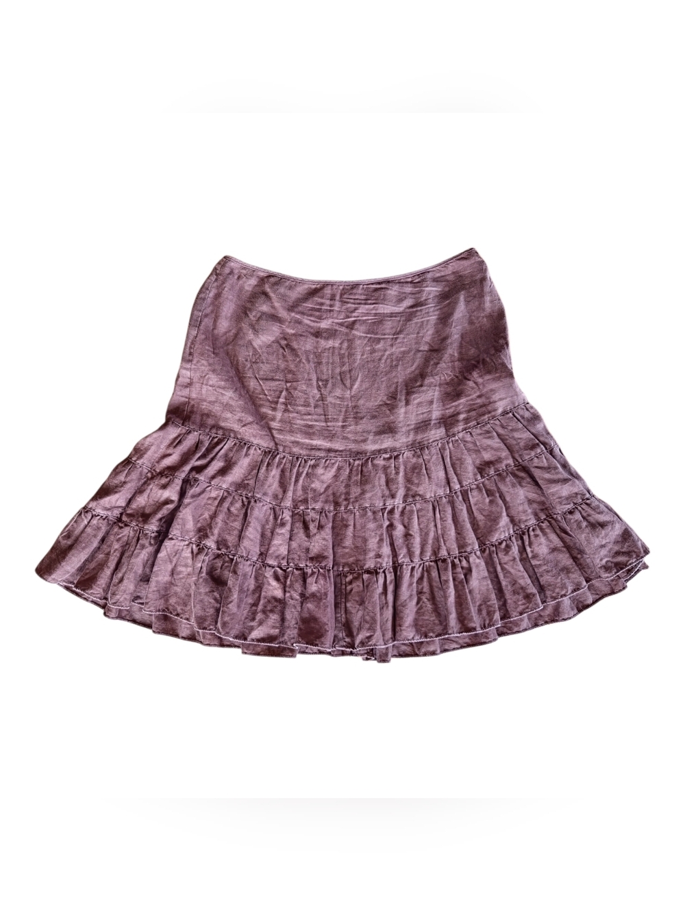 Vintage Y2K 100% Linen Tiered midi Skirt St Johns Bay Prairie Bohemian Actual 12
